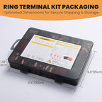 TKDMR 176Pcs Copper Wire Lugs AWG2 4 6 8 10 12 Gauge with 3:1 Heat Shrink Set 88Pcs Battery Cable Lugs Terminal Connectors for Marine, Automotive, Solar Electrical(Bare Copper)