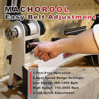 FINDBUYTOOL Wood Lathe, 12" x 21" Benchtop Variable Speed Midi Wood Lathe Machine, 3/4 HP, 6 AMP Motor, 2 Rotational Speed Range Settings (300-3500 RPM), Wood Lathe Machine