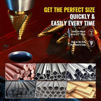 ZELCAN Step Bits for Metal, Step Drill Bit Set 5PCS Titanium, Spiral Grooved with Automatic Center Punch, Step Drill Bit for Metal with Aluminum Case, Multiple Hole Step Bit for DIY Lovers