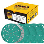 Dura-Gold Premium 320 Grit 6" Green Film Sanding Discs, 49-Hole Pattern, Box of 50 - Heavy-Duty Dustless Hook & Loop Backing Sandpaper for DA & Random Orbital Sanders, Sand Auto Paint, Wood Furniture