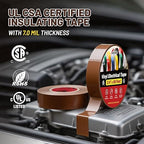 RED WOLF 10 Pack Brown Electrical Tape 3/4 Inch x 66 Ft Industrial Grade UL/CSA Listed 7 Mil Thick Flame Retardant High Temp Waterproof Electrical PVC Tape Electric Super Vinyl Rated 600V