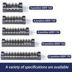 Terminal Block (4 Sets) 4Pcs 4 Positions Dual Row 600V 15A Screw Terminal Strip Blocks with Cover&4Pcs Pre-Insulated Barrier Termina Block Strip& 16Pcs Insulated Fork Wire Connector
