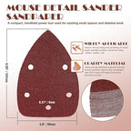 80 Grit Mouse Sander Sandpaper, Jamiikury 5 Hole Detail Sander Sandpaper Palm Sander Paper Mouse Sanding Pads Hook and Loop Sanding Sheets - Pack of 50