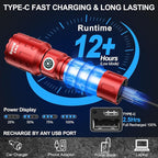 Flashlights High Lumens Rechargeable, Super Bright Long Range Small Powerful Flashlight, 6 Modes LED Tactical Pocket Waterproof Flash Light for Home Emergency (1, Red)