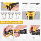 21V Power Drill Set with LED Digital Display, 118PCS Cordless Drill Kit with 2 x 2.0Ah Battery, Tool Set with Electric Drill, 0-1600RMP, Power Tool Kit for Men Women Office Repair Maintain
