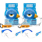 Handy Famm Blue Measuring Tape and Safety Glasses Double Bundle, 2 Lightweight Scratch Resistant Protective Eyewear for Children and 2 8Ft Animal Shaped Kids Tape Measurers