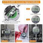 Neoteck 1"/25.4mm (0.0005"/0.01mm) Digital Indicator Set Dial Indicator and Magnetic Base Set with Storage Case, Ideal for 3D Printer Lathe Workshop CNC Machine Table Saw-90lbs(40kg) Max Pull