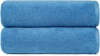 Amazon Basics 2 Piece Quick-Dry Oversize Bath Towel, 100% Cotton, Lake Blue, 54" x 30"