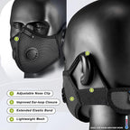 BASE CAMP Upgrade M Plus Mesh Silver and Black Dust Mask, Breathable Reusable Dust Face Mask with Valves and 6 Activated Carbon Filters (2 Silver)