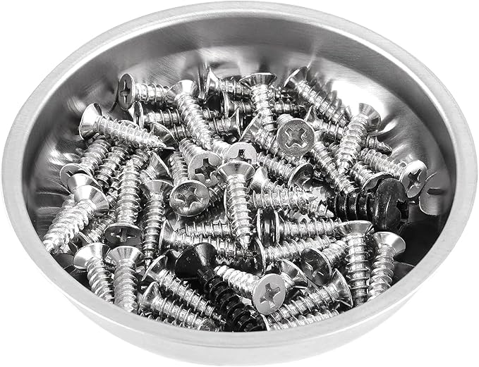 FUNSUEI 15 Packs 3 Inches Magnetic Tray, Stainless Steel Magnetic Bowl, Round Magnetic Parts Tray for Pins, Screws, Bolts, Nuts, Small Parts