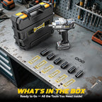 Cordless Impact Wrench 1/2" Compatible with DeWalt 20v Battery, 750 Ft-lbs High Torque Impact Driver with 6Pcs Sockets & Storage Case, Brushless Electric Impact Gun with 4-Speed & LED Light(Bare Tool)