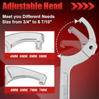Adjustable Spanner Wrench Set, 8pcs Motorcycle Coilover Shock Adjustment Tool Hook C Spanner Wrench for Pipes Heating, Cars Suspension System