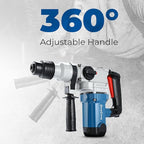 Dong Cheng 1-1/8 Inch SDS-Plus Rotary Hammer Drill with Safety Clutch, 9.2 Amp Heavy Duty Corded Demolition Hammer for Concrete, 3.6 Joules, Including 3 Drill Bits, Flat Chisels and Point Chisels