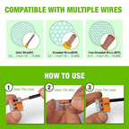 WAGO 221 Series 90pc Compact Splicing Wire Connectors | Includes (25x 221-2401), (25x 221-412), (25x 221-413), (15x 221-415) | WAGO Wire Connectors | 221 Straight Inline Splice | Electrical Lever Nuts