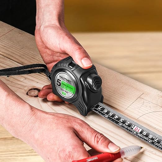 HAUTMEC Tape Measure 5m/16ft Auto-Lock with Dual Metric & Imperial Scale, Easy to Read Nylon Coated Measuring Tape for Construction, Carpentry, Contractors, Engineers, DIY, HT0100-TM