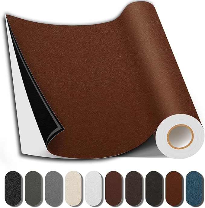Leather Repair Patch, 17X158 Inch Repair Patch Self Adhesive Waterproof, DIY Large Vinyl Patches for Couches, Furniture, Kitchen Cabinets, Wall （Light Brown, 17X158 Inch）