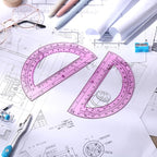 Zonon 2 Pcs 6 Inch Plastic Protractor Math Protractors 180 Degrees Angle Measurement, Translucent for Geometry Classroom Kid Student School Office Supplies(Pink)