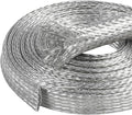 Tinned Copper Wire Shielding Sleeve, Expandable Ground Strap Wiring Braided Sleeving Metal Mesh Sheathing Cabling Wiring Protector (5/16inch - 12ft)
