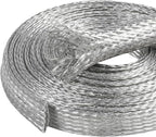 Tinned Copper Wire Shielding Sleeve, Expandable Ground Strap Wiring Braided Sleeving Metal Mesh Sheathing Cabling Wiring Protector (5/16inch - 12ft)