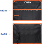 YOOFAN Wrench Roll Up Pouch – Wrench Organizer with 13+1 Pockets, Wrench Bag with handle, Wrench Holder for Hanging, Orange - SAE