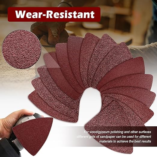 208Pcs Oscillating Tool Sanding Pads Kit, 4Pcs Triangle Sanding Pads and 4Pcs Finger Sanding Pad, 200Pcs Multitool Sandpaper Set, Grit Fit for Finishing Wood Sanding