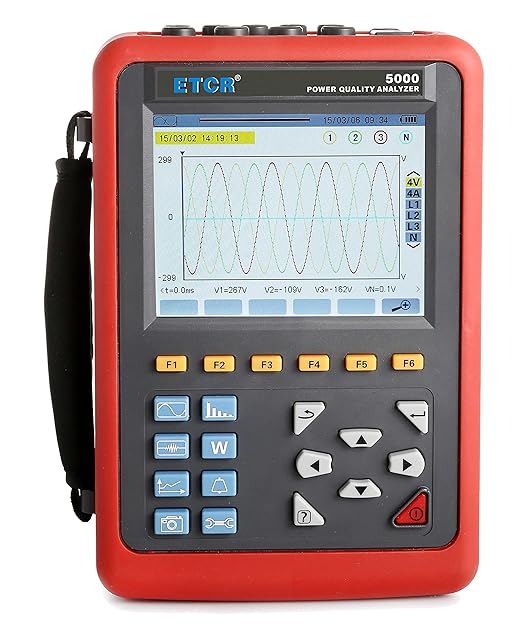 ETCR5000 3 Phase Power Quality Analyzer Three Phase Multi-Functional Power Quality Logger with ETCR300F Ф300mm Current Clamp Sensor Range 10A-6000A