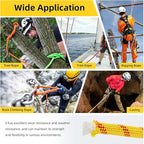 Arborist Rope, 1/2 Inch x 50 Feet Double Braided Climbing Rope Polyester for Outdoor, Climbing, Hiking, Swing, Tree Work, Halyard, Sailing（Yellow）
