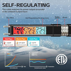 9FT（3FT-200FT） Pipe Heating Cable for Pipe Freeze Protection, Heat Cable for Water Pipes(Metal and Plastic), Pipe Heat Tape Keeps Water Flowing at -40°F 5w/ft, 120V
