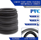 (1/2" Dia * 100 Feet) Yariwiz Black Special Extra Flexible Electrical Conduit Liquid Tight PVC Conduit Kit with 5 PCS Coupling, 5 PCS Elbow and 10 PCS Strap, Sealtight Seal Flex Liquidtight Wire