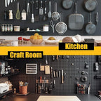 Peg Board, 8 Pack Metal Pegboard Panels Black Pegboards Wall Organizer with Bent Frame Heavy Duty Peg Board for Walls Home, Garage Tool Storage, Office Organization, Craft Room, Kitchen