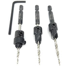 FTG USA Adjustable Wood Countersink Drill Bit Set 3 Pc #6 (9/64"") with Tapered Drill Bit for Woodworking
