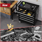 Rolling Tool Chest with Drawers, 7 Drawers Tool Chests & Cabinets, Metal Toolbox with Wheels, Lockable Storage Cabinet, Garage Tool Box with Drawers (Black, 7 Drawers)