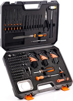 KNINE OUTDOORS Screwdriver Set Repair Kit Maintenance Tools with File Set, Hex Key Set, Ergonomical Designed T-BAR Ratcheting Wrench Rubber Mallet Bits Wrenches Adapters Pin Punches, 138 Set