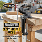 [Upgraded Version] Multi-Purpose Bench Vise 3.3", Table Vice For Workbench, Universal Clamping Vise With Heavy Duty Cast Iron, Multi-Jaw, Swivel Base, Easy Adjustment for Woodworking (3.3 Inch)