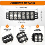 Terminal Blocks Double Row Stainless Steel 10-22 AWG Copper 600V/30A Rated 2-14 Poles Neat Circuit Solution 1 Pack TBD (6 Poles)