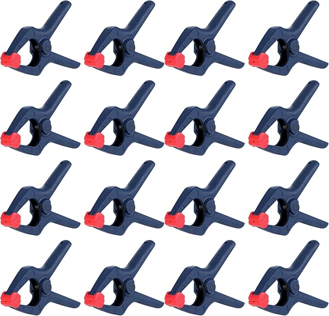 WORKPRO Spring Clamp Set, 16-Piece 3-3/8" Nylon Spring Clamp with Adjustable Jaw Pads and High-strength Spring for Woodworking, Photography Backdrops and DIY Projects