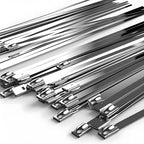 Metal Zip Ties 11.8inch 100pcs 304 Stainless Steel Cable Ties, Uv Resistant Heavy Duty Stainless Steel Zip Ties for Machinery, Exhaust Wrap, Farm, Pipe, Roof, Cable, and Outdoor Fence