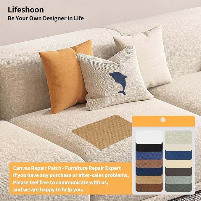 Fabric Repair Patches, 17X79 Inch Canvas Self-Adhesive Fabric Patches Tape Durable, DIY Large Canvas Repair for Sofa, Couches, Furniture, Chair, Clothing （17X79 Inch, Beige）