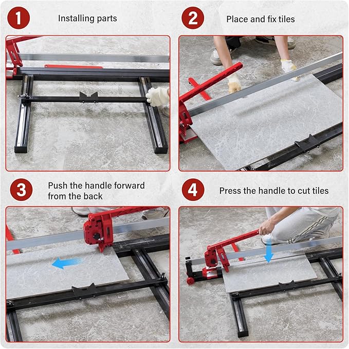 IKOVWUK 48 inch Tile Cutter, Manual Tile Cutter Tool with Anti-Skid Feet, High Precision Ruler & Triangle Assist, Durable All-steel Frame for Professional Cutting