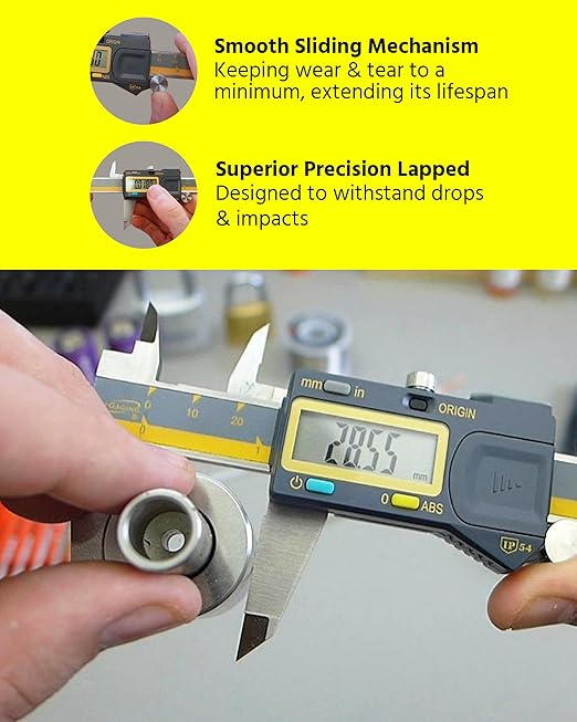 iGAGING Absolute Origin 0-8" Digital Caliper, IP54 Stainless Steel, SPC/USB Output Port, Inch & Metric Modes, Case, Manual, Battery
