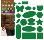 Azobur Down Jacket Repair Patches-Waterproof, Self-Adhesive,Nylon Fabric Patches for Puffy Jackets, Rain and Snow Gear, Tents, Sleeping Bag and More(Green，2pcs)