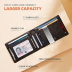 RUNBOX Slim Wallets for Men - Leather Money Clip Mens Wallet - RFID Blocking Front Pocket Bifold Wallet - Thin Credit Card Holder with Gift Box