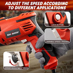 Enventor 7.5 Amp Hammer Drill, 1/2 Inch Electric Hammer Drill, 900W 0-3000RPM Variable Speed, 360° Auxiliary Handle, Lightweight Corded Hammer & Drill 2 in 1 Functions with 9pcs Bit for Metal, Wood