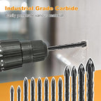 TITGGI 12PCS Masonry Drill Bit Set - Professional Concrete Drill Bits for Glass/Brick/Cement/Tile/Etc, Industrial Strength Carbide Cross Drill Bit Tips, 3/16"-1/2" by TITGGI
