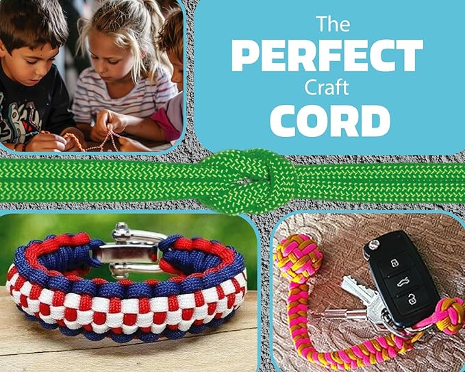 BORED? PARACORD! 550 lb Paracord - Ideal for Crafting, Camping, DIY Projects, Active & Military Outdoors - Strong Survival Rope - Tactical Parachute Cord Type III - Blood Diamonds 100 Feet