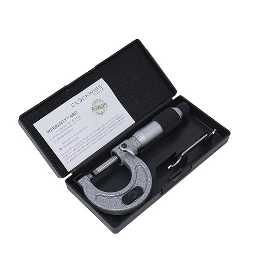 Clockwise Tools MMTR-01 Premium Outside Micrometer with Carbide Tip 0-1" Measuring Range 0.0001" Graduation Precision Machinist Tool