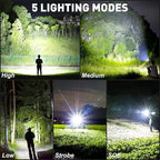 Flashlights High Lumens, 99,000 Lumens LED Flashlight Rechargeable, 5 Modes, Adjustable Beam & 12H Running Time, Powerful and Bright Flash Light for Home/Camping, IPX6 Waterproof