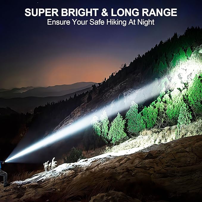 Flashlights High Lumens Rechargeable, Super Bright Long Range Small Powerful Flashlight, 6 Modes LED Tactical Pocket Waterproof Flash Light for Home Emergency (2, Orange)