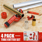 SHALL 4-Piece Tubing Cutter Set, 1/4’’ to 2’’OD Heavy Duty Copper Pipe Cutter, 1/8’’ to 7/8’’ Mini Tube Cutter, Deburring Tool & Inner Outer Pipe Reamer for Copper, Aluminum, Stainless Steel, PVC Pipe