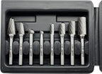 Carbide Burrs Set 8pcs with 1/4" Shank Double Cut Solid Carbide Rotary Burr Set for Die Grinder Drill,Metal Carving, Polishing,Engraving,Drilling